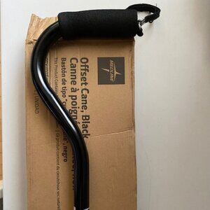 Medline Adjustable Aluminum Offset Walking Cane: Black